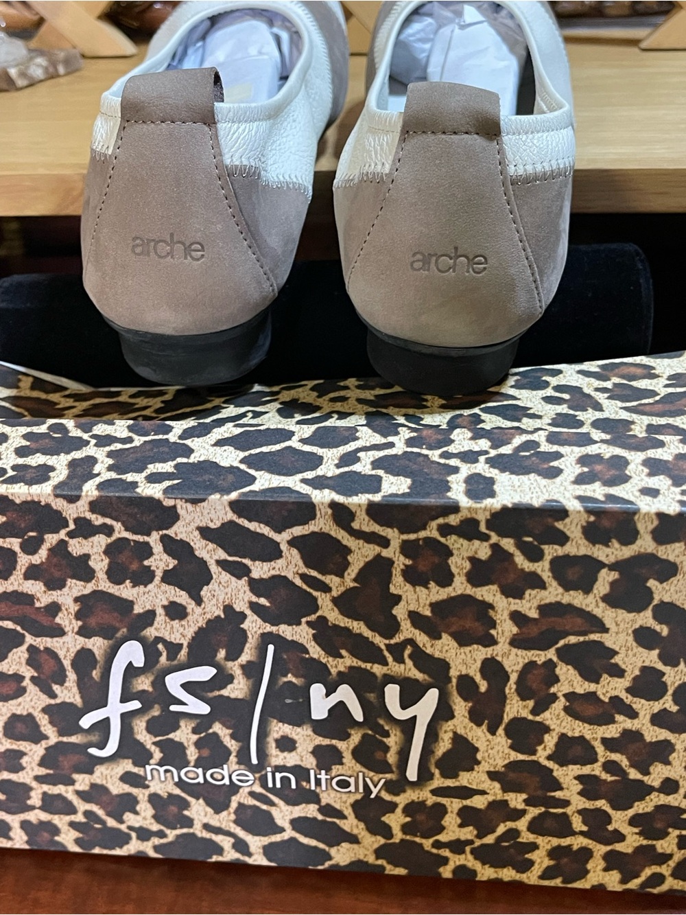 NIB French Sole New York Sz US 8.5 Genuine Leather/ Leopard Print Ballet Flat